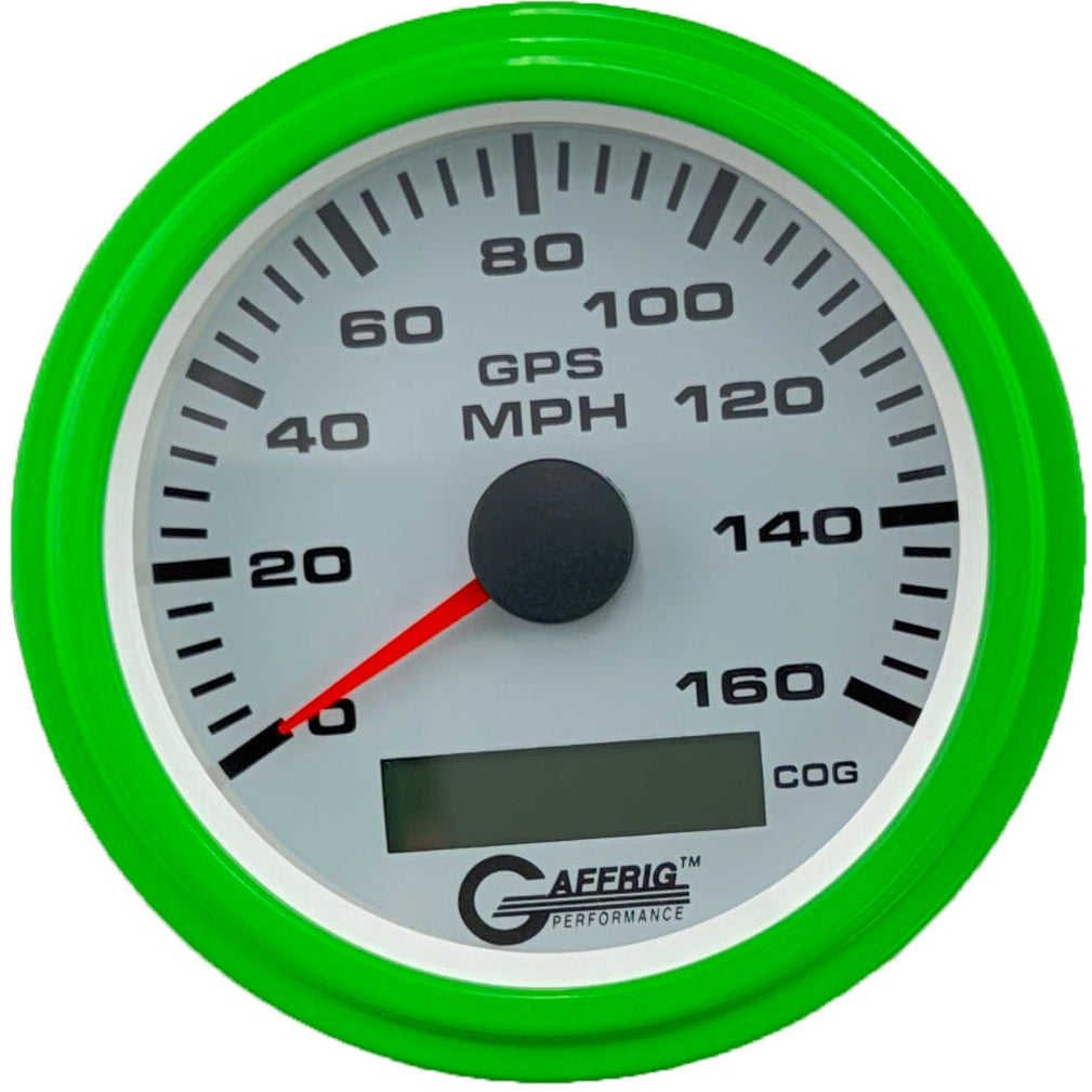 GAFFRIG 3 3/8 INCH GPS SPEEDOMETER KIT - WHITE - 80 MPH, 120 MPH, 160 MPH