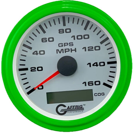 GAFFRIG 3 3/8 INCH GPS SPEEDOMETER KIT - WHITE - 80 MPH, 120 MPH, 160 MPH