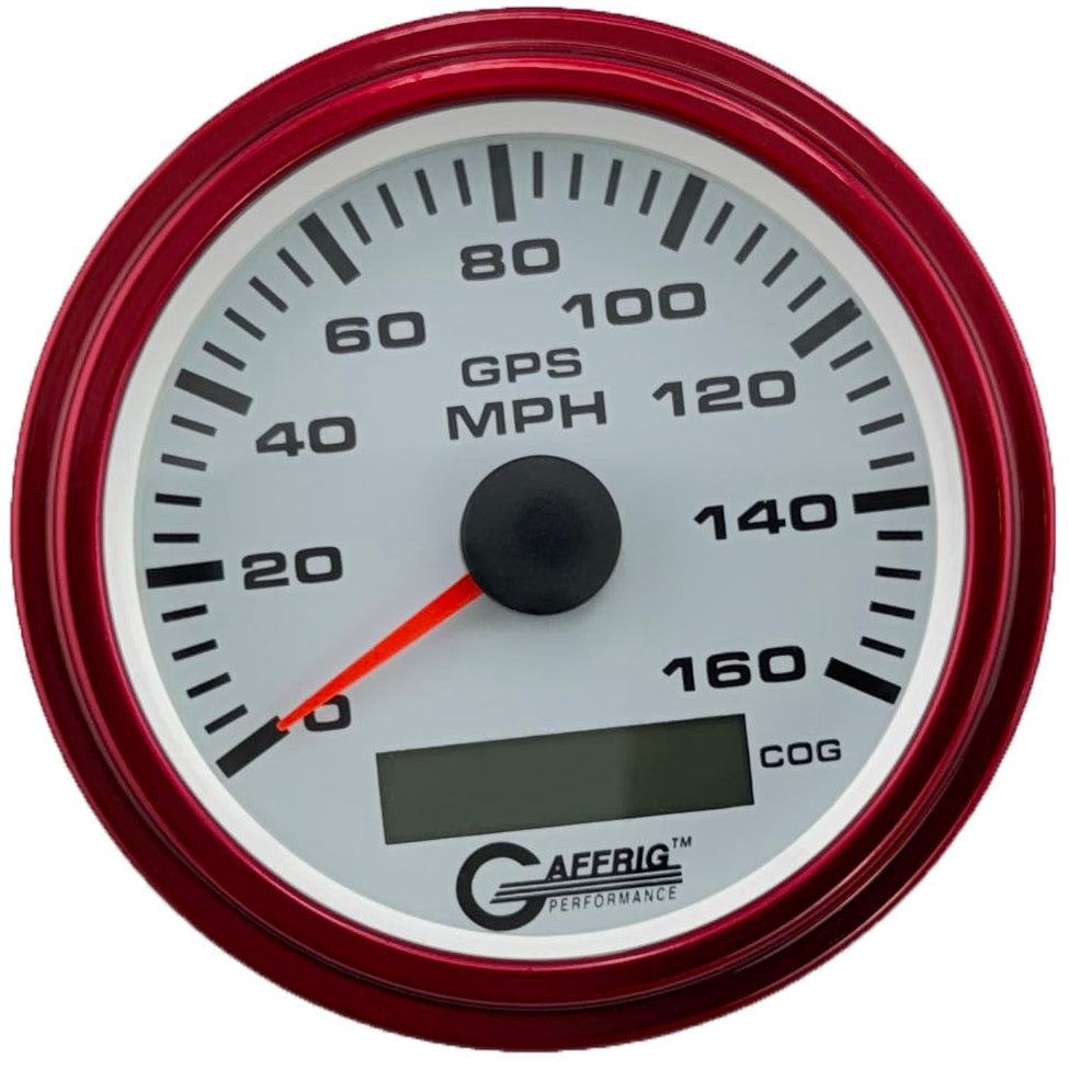 GAFFRIG 3 3/8 INCH GPS SPEEDOMETER KIT - WHITE - 80 MPH, 120 MPH, 160 MPH