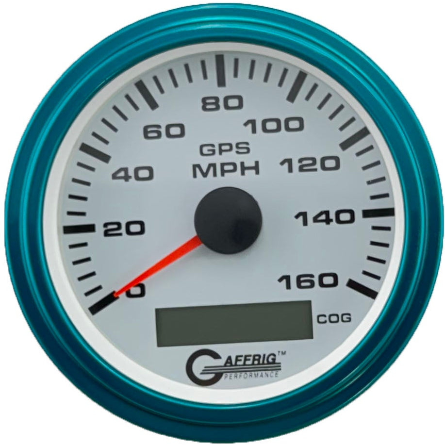 GAFFRIG 3 3/8 INCH GPS SPEEDOMETER KIT - WHITE - 80 MPH, 120 MPH, 160 MPH