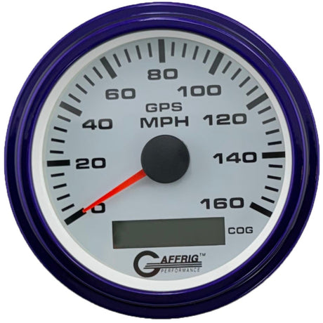 GAFFRIG 3 3/8 INCH GPS SPEEDOMETER KIT - WHITE - 80 MPH, 120 MPH, 160 MPH
