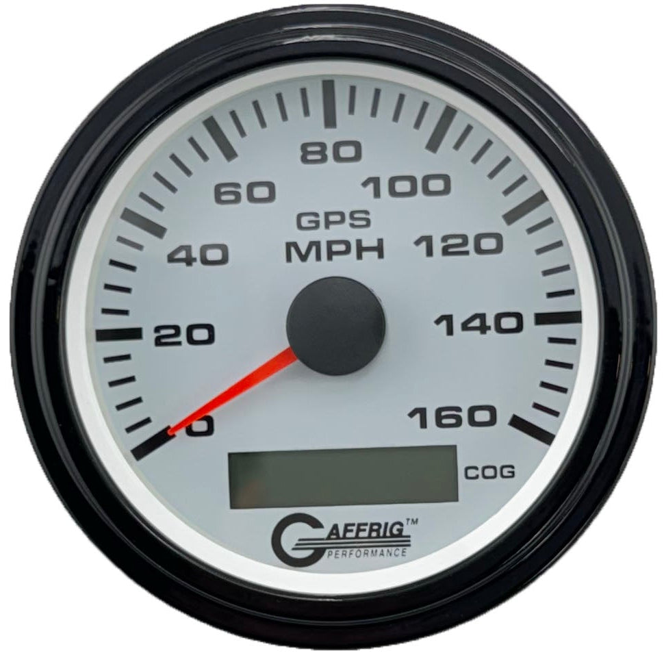 GAFFRIG 3 3/8 INCH GPS SPEEDOMETER KIT - WHITE - 80 MPH, 120 MPH, 160 MPH