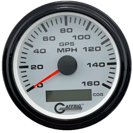 GAFFRIG 3 3/8 INCH GPS SPEEDOMETER KIT - WHITE - 80 MPH, 120 MPH, 160 MPH