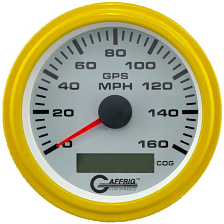 GAFFRIG 3 3/8 INCH GPS SPEEDOMETER KIT - WHITE - 80 MPH, 120 MPH, 160 MPH