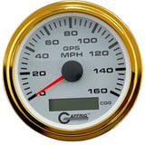 GAFFRIG 3 3/8 INCH GPS SPEEDOMETER KIT - WHITE - 80 MPH, 120 MPH, 160 MPH