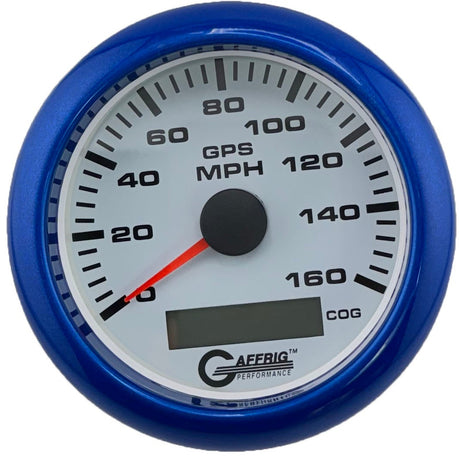 GAFFRIG 3 3/8 INCH GPS SPEEDOMETER KIT - WHITE - 80 MPH, 120 MPH, 160 MPH