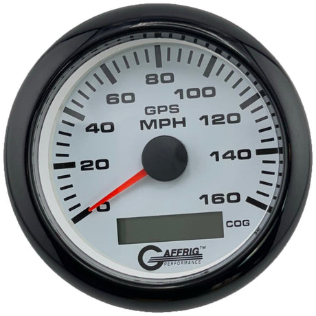 GAFFRIG 3 3/8 INCH GPS SPEEDOMETER KIT - WHITE - 80 MPH, 120 MPH, 160 MPH