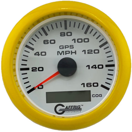 GAFFRIG 3 3/8 INCH GPS SPEEDOMETER KIT - WHITE - 80 MPH, 120 MPH, 160 MPH