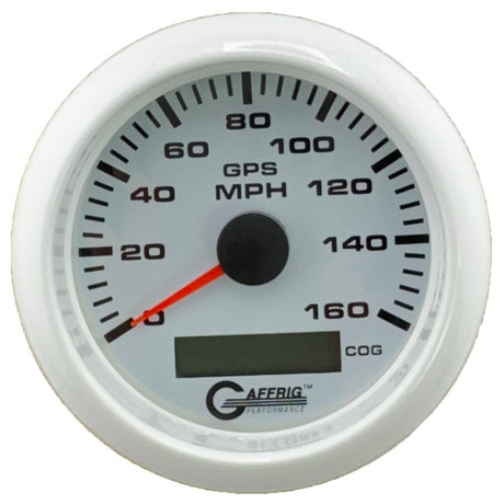GAFFRIG 3 3/8 INCH GPS SPEEDOMETER KIT - WHITE - 80 MPH, 120 MPH, 160 MPH