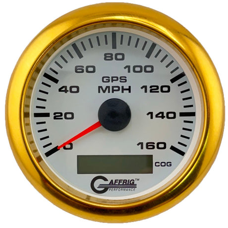 GAFFRIG 3 3/8 INCH GPS SPEEDOMETER KIT - WHITE - 80 MPH, 120 MPH, 160 MPH