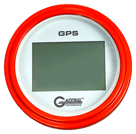 GAFFRIG 3 3/8 INCH DIGITAL GPS GAUGE 999 MPH KIT WHITE / STEP RIM / ORANGE