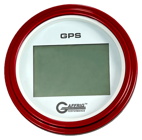 GAFFRIG 3 3/8 INCH DIGITAL GPS GAUGE 999 MPH KIT WHITE / STEP RIM / RED