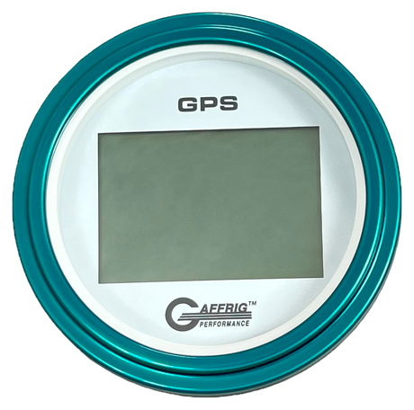 GAFFRIG 3 3/8 INCH DIGITAL GPS GAUGE 999 MPH KIT WHITE / STEP RIM / TEAL