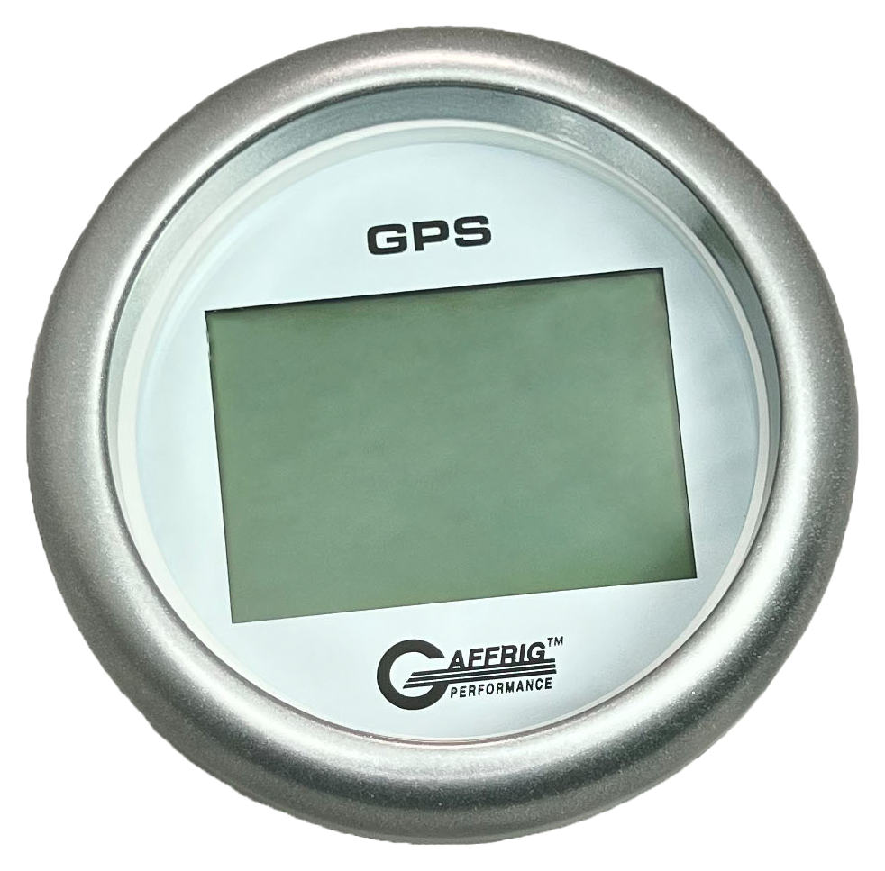 GAFFRIG 3 3/8 INCH DIGITAL GPS GAUGE 999 MPH KIT WHITE / FAT RIM / PLATINUM