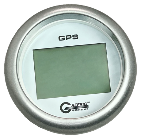 GAFFRIG 3 3/8 INCH DIGITAL GPS GAUGE 999 MPH KIT WHITE / FAT RIM / PLATINUM