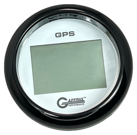 GAFFRIG 3 3/8 INCH DIGITAL GPS GAUGE 999 MPH KIT WHITE / FAT RIM / BLACK