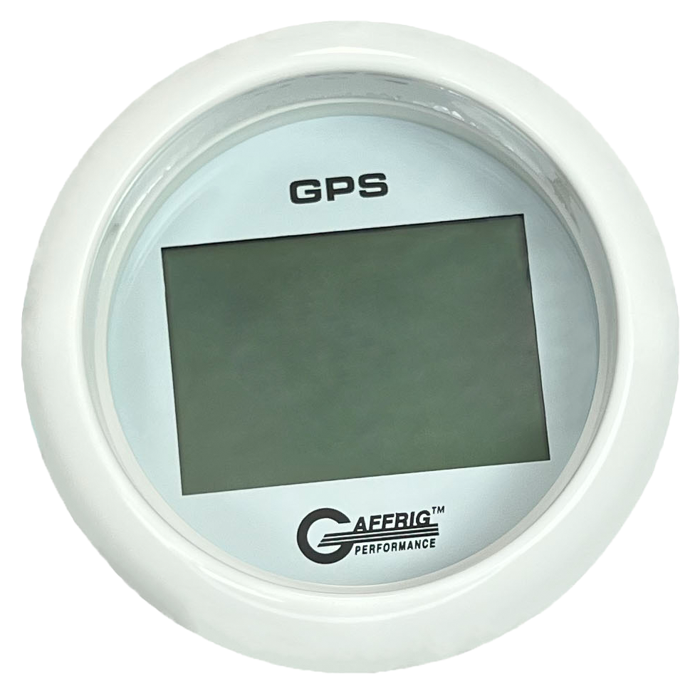 GAFFRIG 3 3/8 INCH DIGITAL GPS GAUGE 999 MPH KIT WHITE / FAT RIM / WHITE