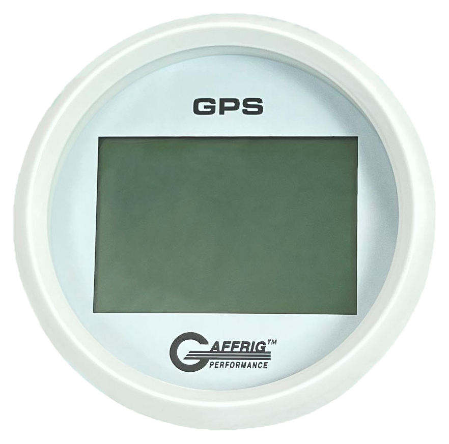 GAFFRIG 3 3/8 INCH DIGITAL GPS GAUGE 999 MPH KIT WHITE / STEP RIM / WHITE