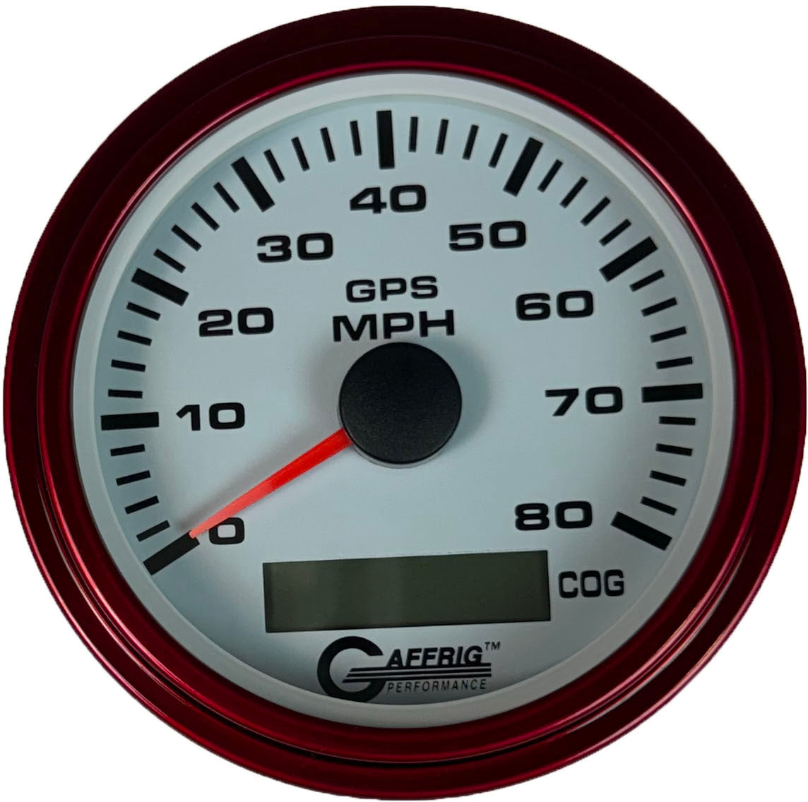 GAFFRIG 3 3/8 INCH GPS SPEEDOMETER KIT - WHITE STEP RIM (008) / RED / 80 MPH