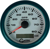 GAFFRIG 3 3/8 INCH GPS SPEEDOMETER KIT - WHITE STEP RIM (008) / TEAL / 80 MPH