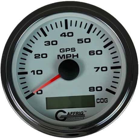 GAFFRIG 3 3/8 INCH GPS SPEEDOMETER KIT - WHITE STEP RIM (008) / CHROME/POLISHED / 80 MPH