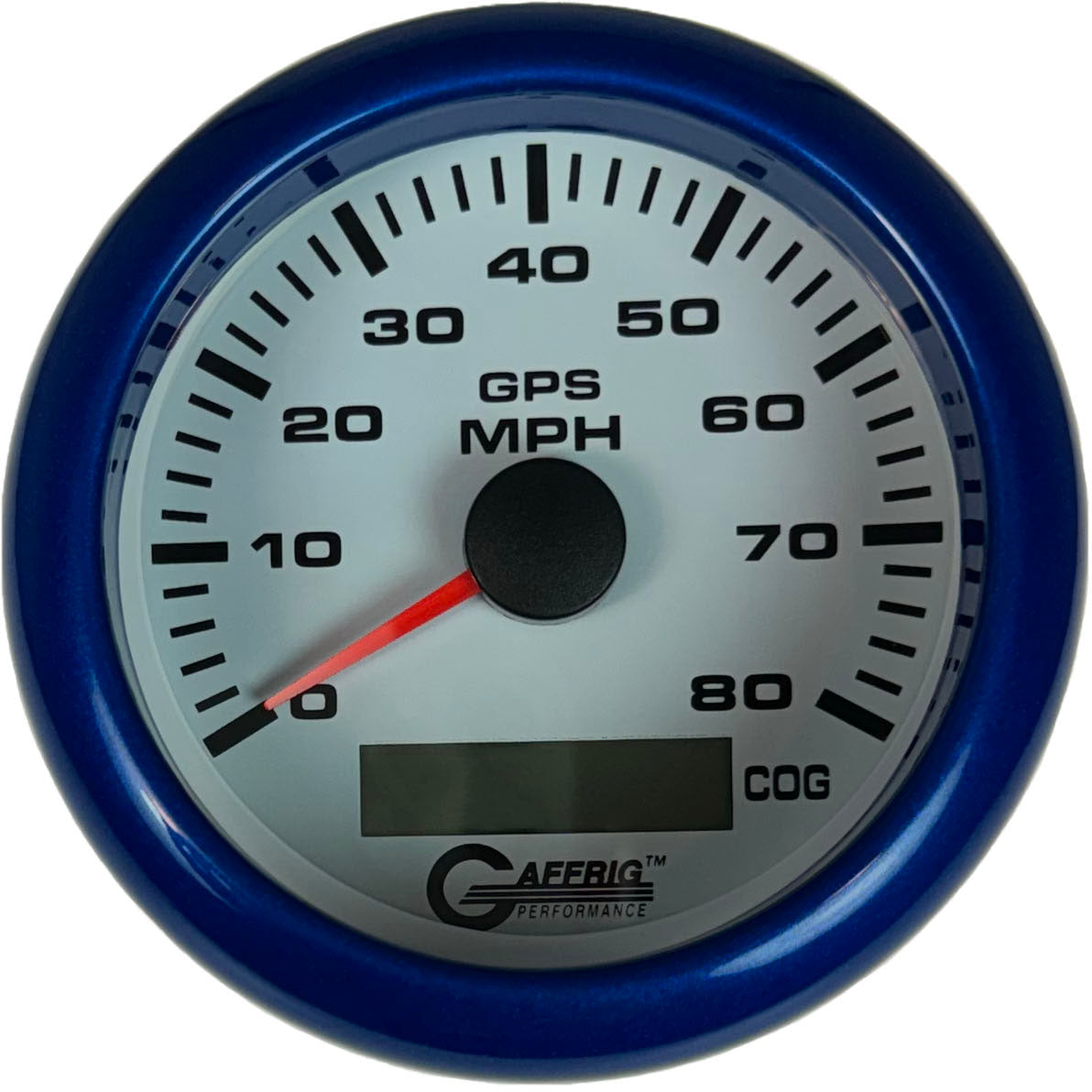 GAFFRIG 3 3/8 INCH GPS SPEEDOMETER KIT - WHITE FAT RIM (338) / BLUE / 80 MPH