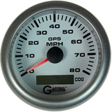 GAFFRIG 3 3/8 INCH GPS SPEEDOMETER KIT - WHITE FAT RIM (338) / PLATINUM / 80 MPH