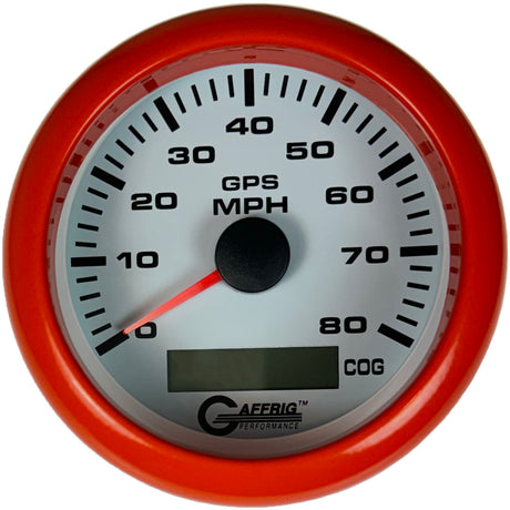 GAFFRIG 3 3/8 INCH GPS SPEEDOMETER KIT - WHITE FAT RIM (338) / ORANGE / 80 MPH