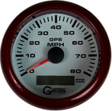 GAFFRIG 3 3/8 INCH GPS SPEEDOMETER KIT - WHITE FAT RIM (338) / RED / 80 MPH