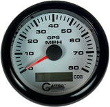 GAFFRIG 3 3/8 INCH GPS SPEEDOMETER KIT - WHITE FAT RIM (338) / BLACK / 80 MPH