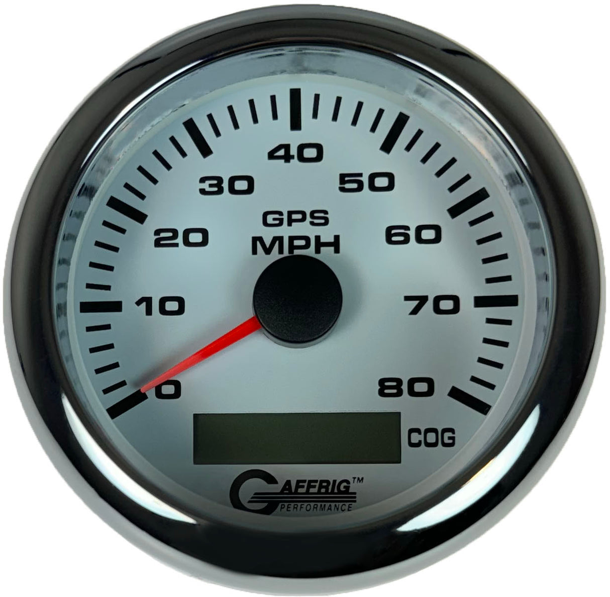 GAFFRIG 3 3/8 INCH GPS SPEEDOMETER KIT - WHITE FAT RIM (338) / CHROME/POLISHED / 80 MPH