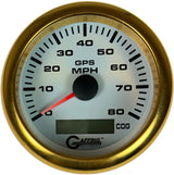 GAFFRIG 3 3/8 INCH GPS SPEEDOMETER KIT - WHITE FAT RIM (338) / GOLD / 80 MPH