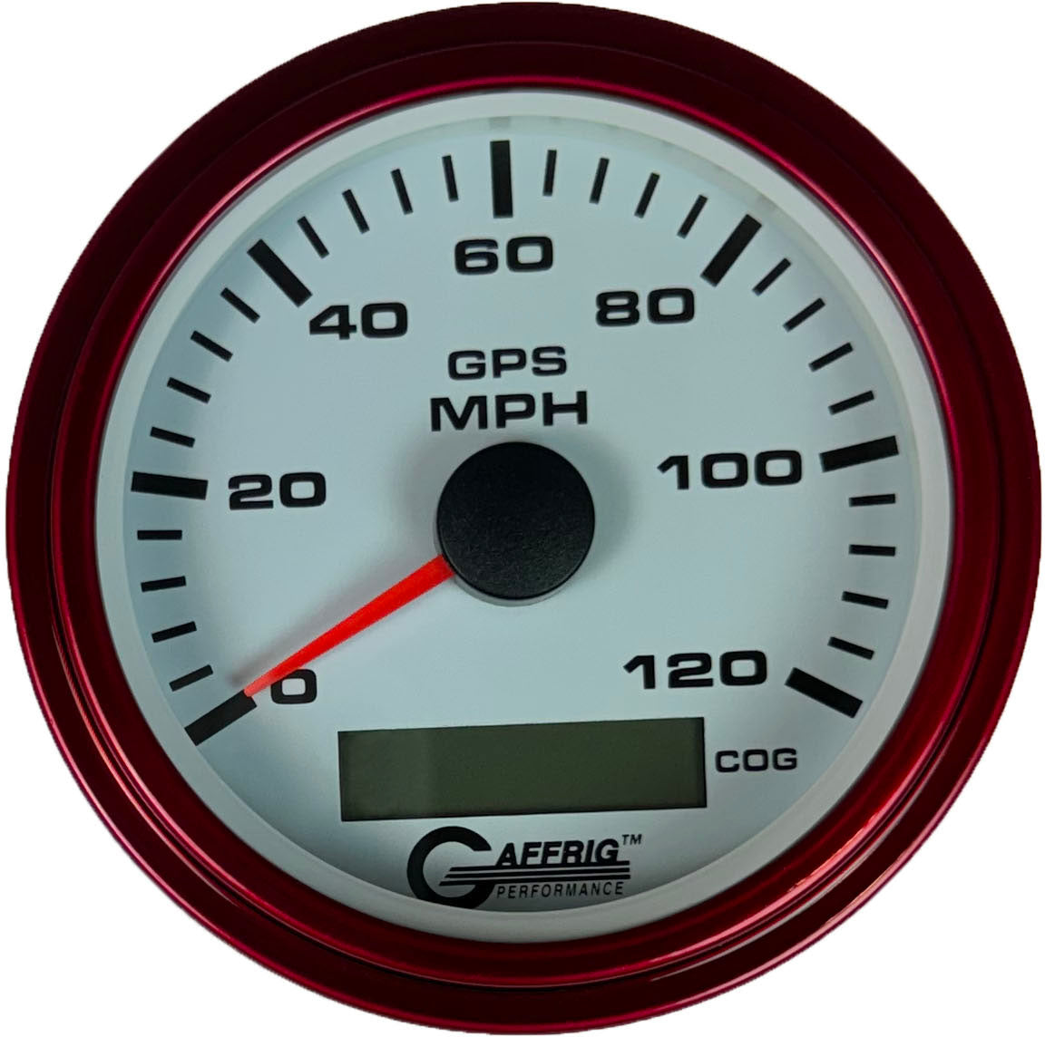 GAFFRIG 3 3/8 INCH GPS SPEEDOMETER KIT - WHITE STEP RIM (008) / RED / 120 MPH