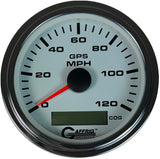 GAFFRIG 3 3/8 INCH GPS SPEEDOMETER KIT - WHITE STEP RIM (008) / CHROME/POLISHED / 120 MPH