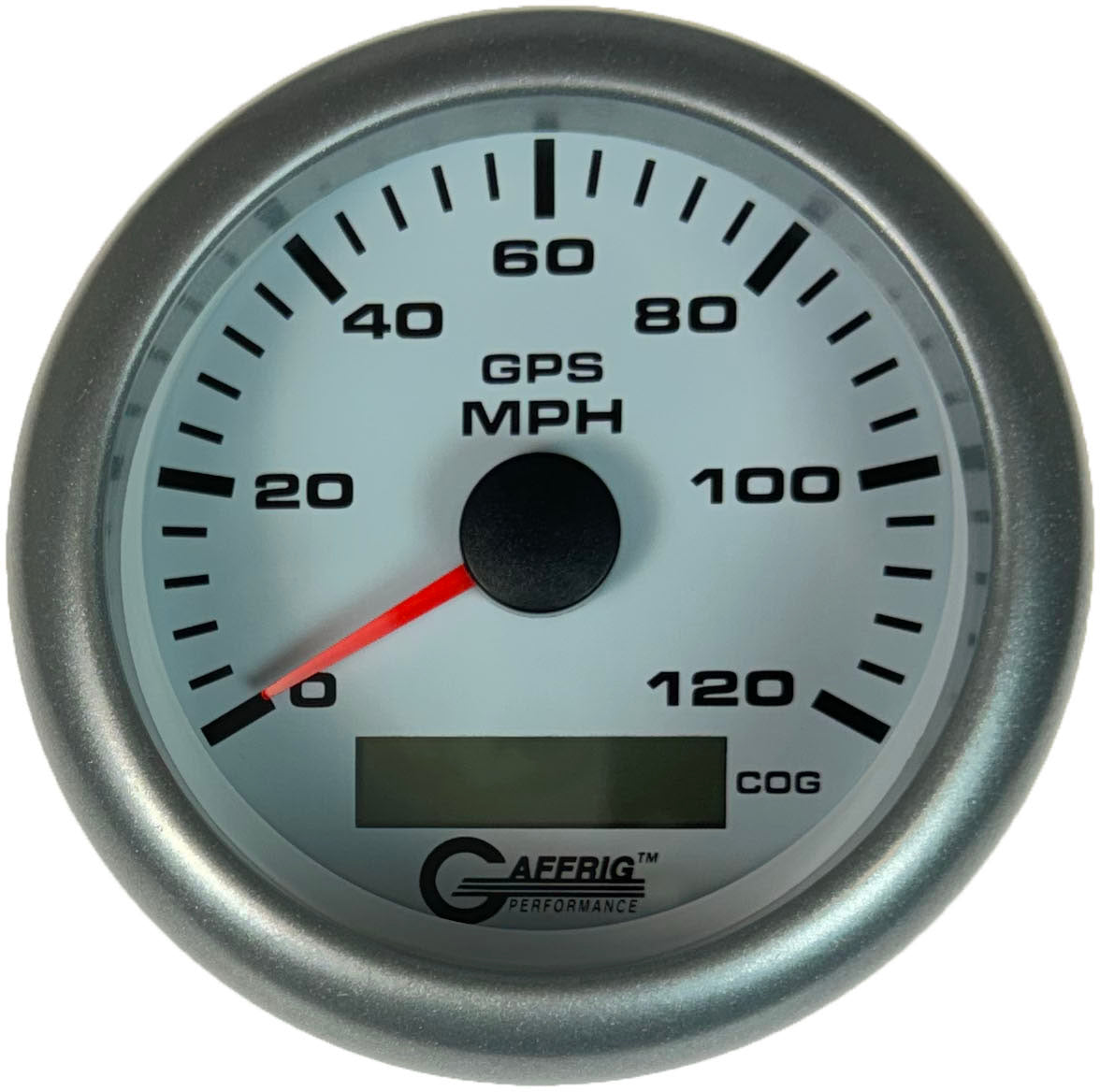 GAFFRIG 3 3/8 INCH GPS SPEEDOMETER KIT - WHITE FAT RIM (338) / PLATINUM / 120 MPH