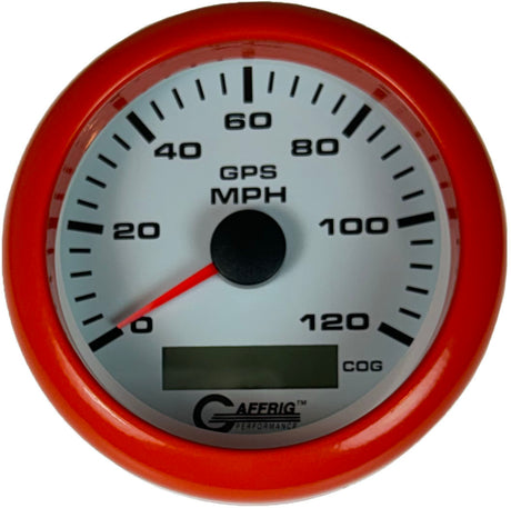 GAFFRIG 3 3/8 INCH GPS SPEEDOMETER KIT - WHITE FAT RIM (338) / ORANGE / 120 MPH