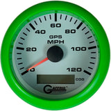 GAFFRIG 3 3/8 INCH GPS SPEEDOMETER KIT - WHITE FAT RIM (338) / LIME GREEN / 120 MPH