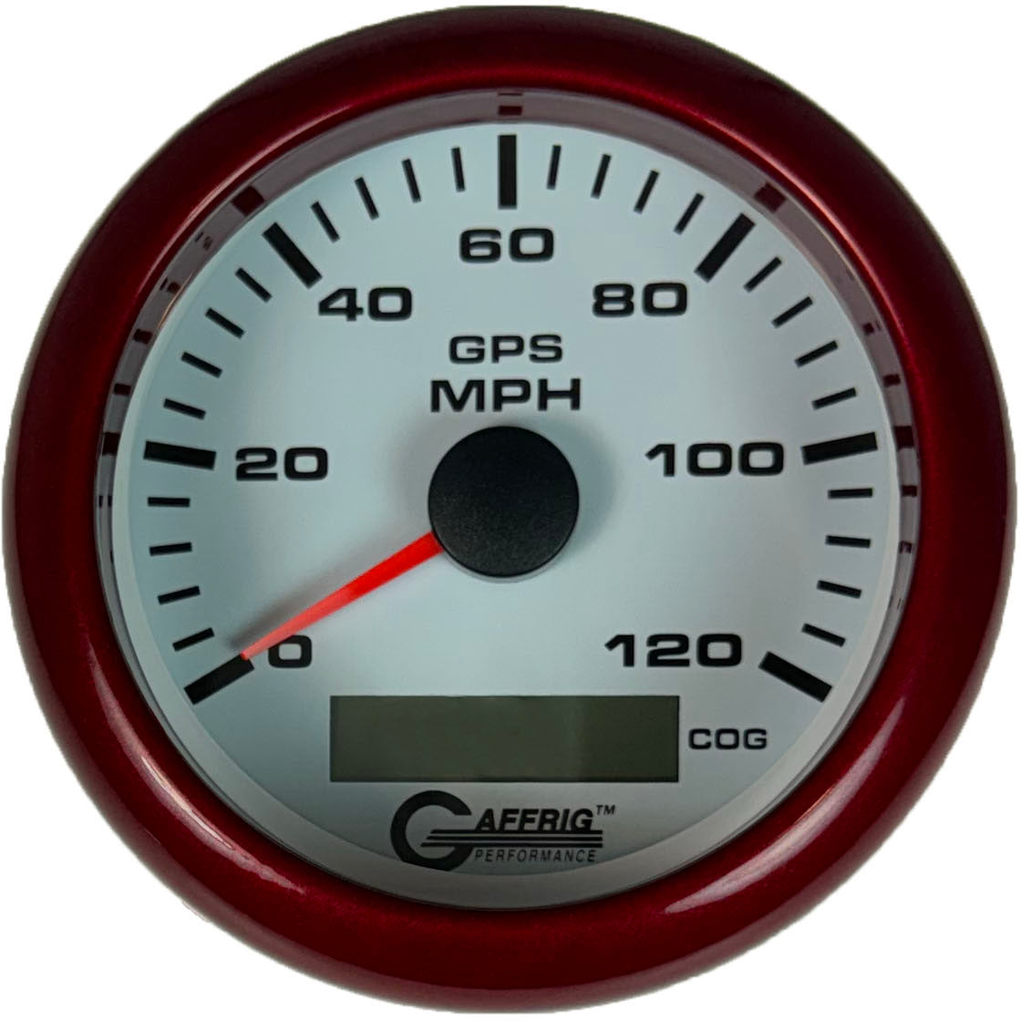 GAFFRIG 3 3/8 INCH GPS SPEEDOMETER KIT - WHITE FAT RIM (338) / RED / 120 MPH