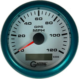 GAFFRIG 3 3/8 INCH GPS SPEEDOMETER KIT - WHITE FAT RIM (338) / TEAL / 120 MPH