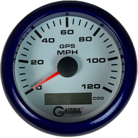 GAFFRIG 3 3/8 INCH GPS SPEEDOMETER KIT - WHITE FAT RIM (338) / PURPLE / 120 MPH