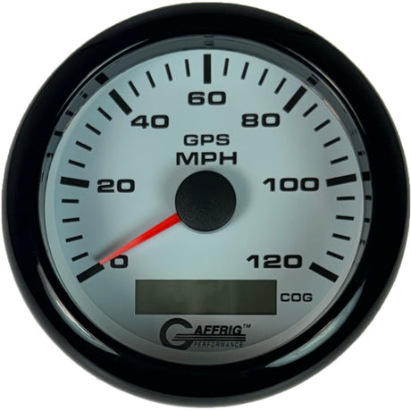 GAFFRIG 3 3/8 INCH GPS SPEEDOMETER KIT - WHITE FAT RIM (338) / BLACK / 120 MPH