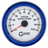 GAFFRIG 3 3/8 INCH TACHOMETER GAUGE 6000, 8000 & 10000 RPM WHITE 10000 / FAT RIM (338) / BLUE