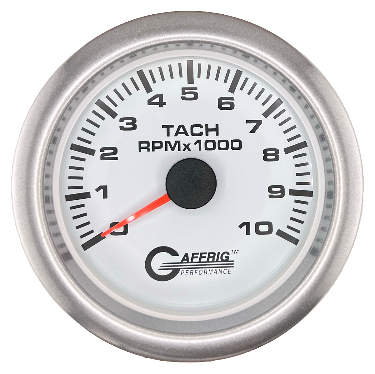 GAFFRIG 3 3/8 INCH TACHOMETER GAUGE 6000, 8000 & 10000 RPM WHITE 10000 / FAT RIM (338) / PLATINUM