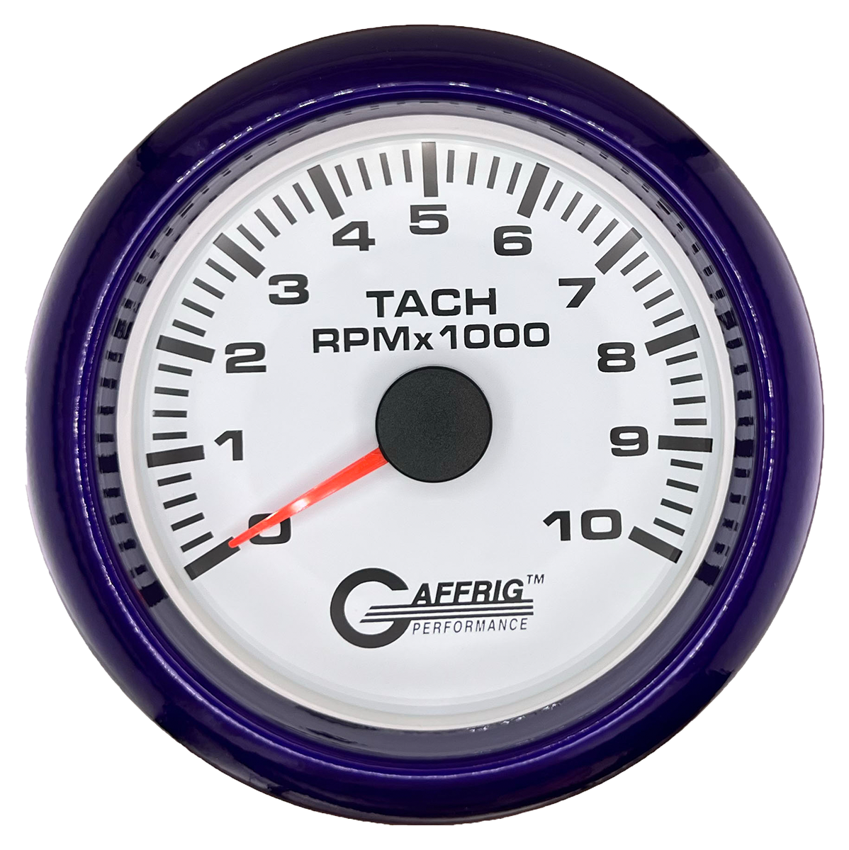 GAFFRIG 3 3/8 INCH TACHOMETER GAUGE 6000, 8000 & 10000 RPM WHITE 10000 / FAT RIM (338) / PURPLE