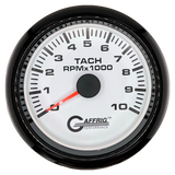 GAFFRIG 3 3/8 INCH TACHOMETER GAUGE 6000, 8000 & 10000 RPM WHITE 10000 / FAT RIM (338) / BLACK