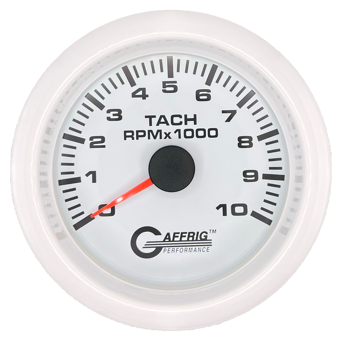 GAFFRIG 3 3/8 INCH TACHOMETER GAUGE 6000, 8000 & 10000 RPM WHITE 10000 / FAT RIM (338) / WHITE