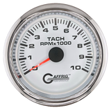 GAFFRIG 3 3/8 INCH TACHOMETER GAUGE 6000, 8000 & 10000 RPM WHITE 10000 / FAT RIM (338) / CHROME/POLISHED