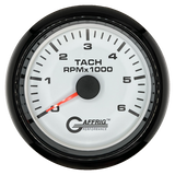 GAFFRIG 3 3/8 INCH TACHOMETER GAUGE 6000, 8000 & 10000 RPM WHITE 6000 / FAT RIM (338) / BLACK