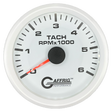 GAFFRIG 3 3/8 INCH TACHOMETER GAUGE 6000, 8000 & 10000 RPM WHITE 6000 / STEP RIM (008) / WHITE