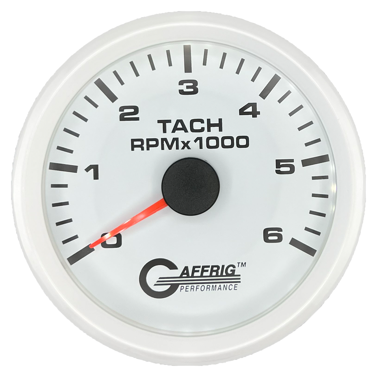 GAFFRIG 3 3/8 INCH TACHOMETER GAUGE 6000, 8000 & 10000 RPM WHITE 6000 / STEP RIM (008) / WHITE